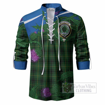 MacArthur (McArthur) Tartan Family Crest Ghillie Shirt Thistle in Minimalism