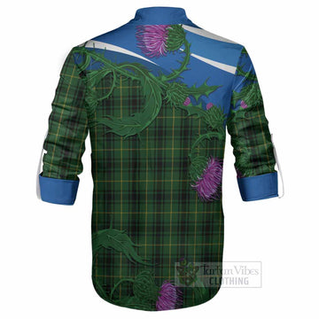 MacArthur (McArthur) Tartan Family Crest Ghillie Shirt Thistle in Minimalism