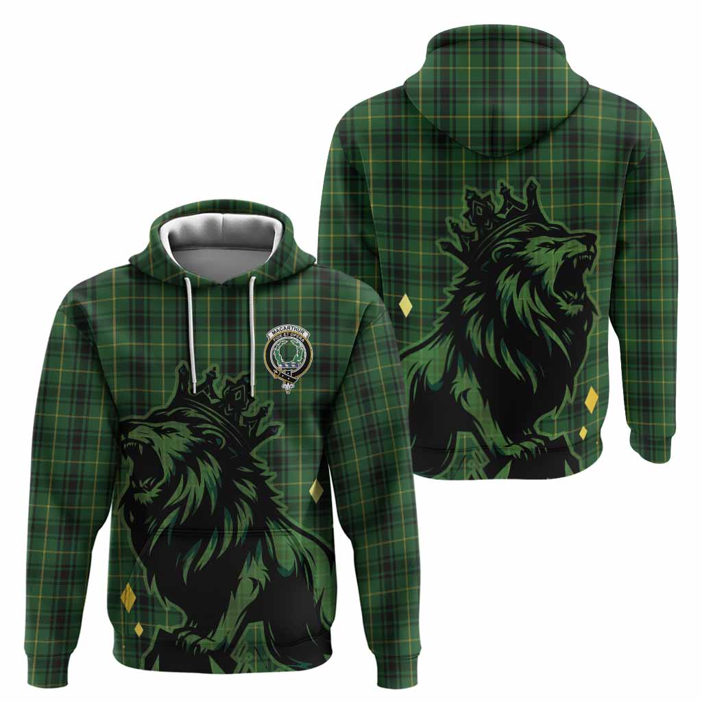 MacArthur (McArthur) Tartan Family Crest Hoodie Crowned Lion Roaring
