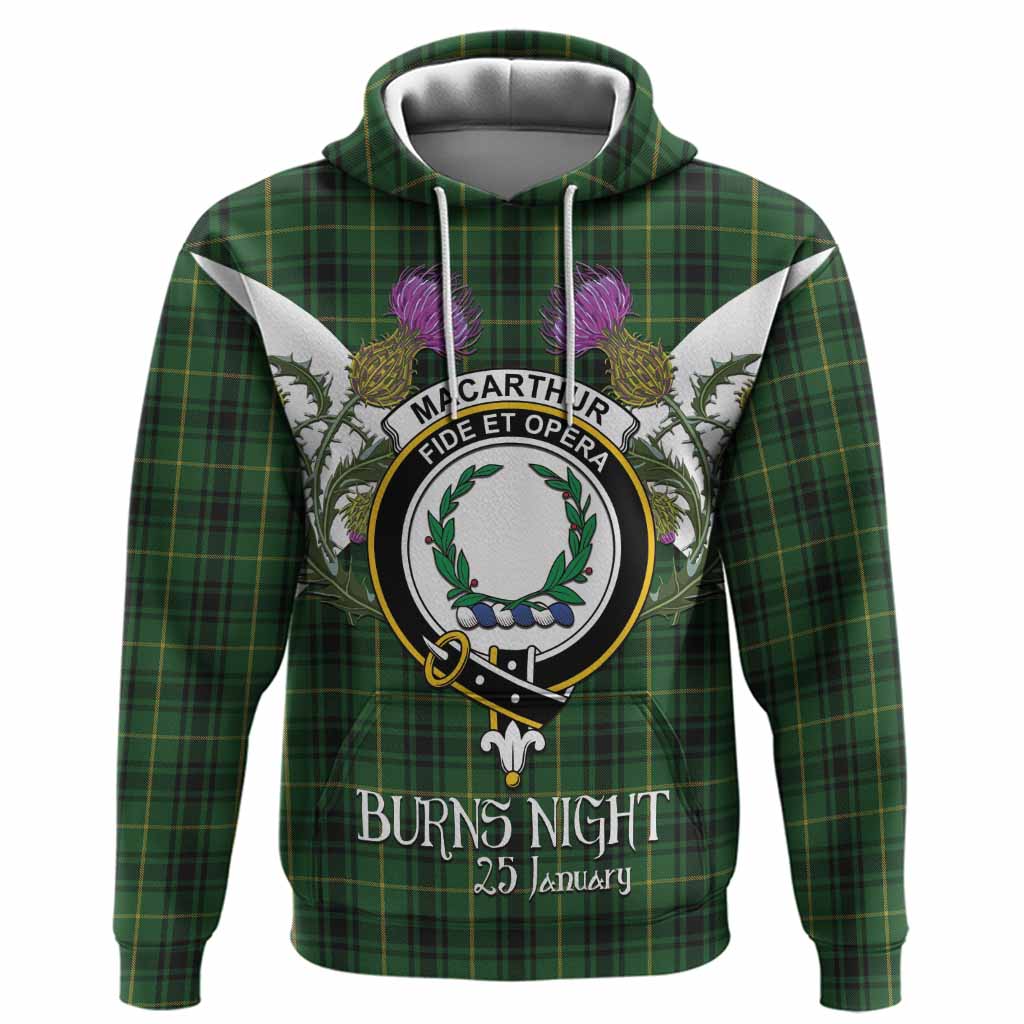 MacArthur (McArthur) Tartan Family Crest Hoodie Scottish Burns Night Thistle Floral
