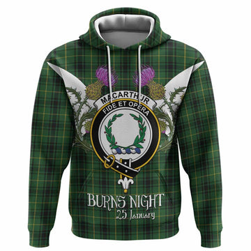 MacArthur (McArthur) Tartan Family Crest Hoodie Scottish Burns Night Thistle Floral
