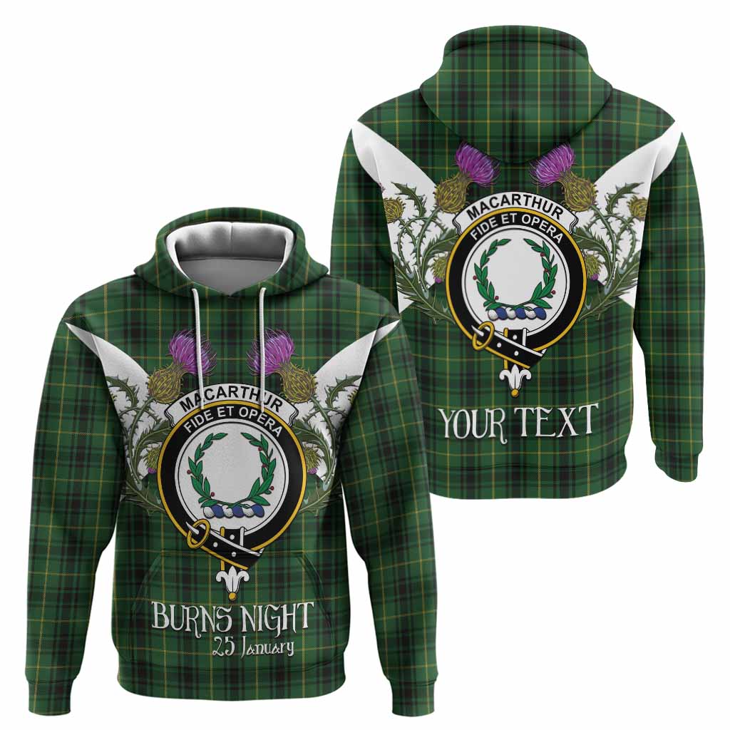 MacArthur (McArthur) Tartan Family Crest Hoodie Scottish Burns Night Thistle Floral