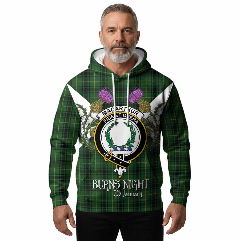 MacArthur (McArthur) Tartan Family Crest Hoodie Scottish Burns Night Thistle Floral