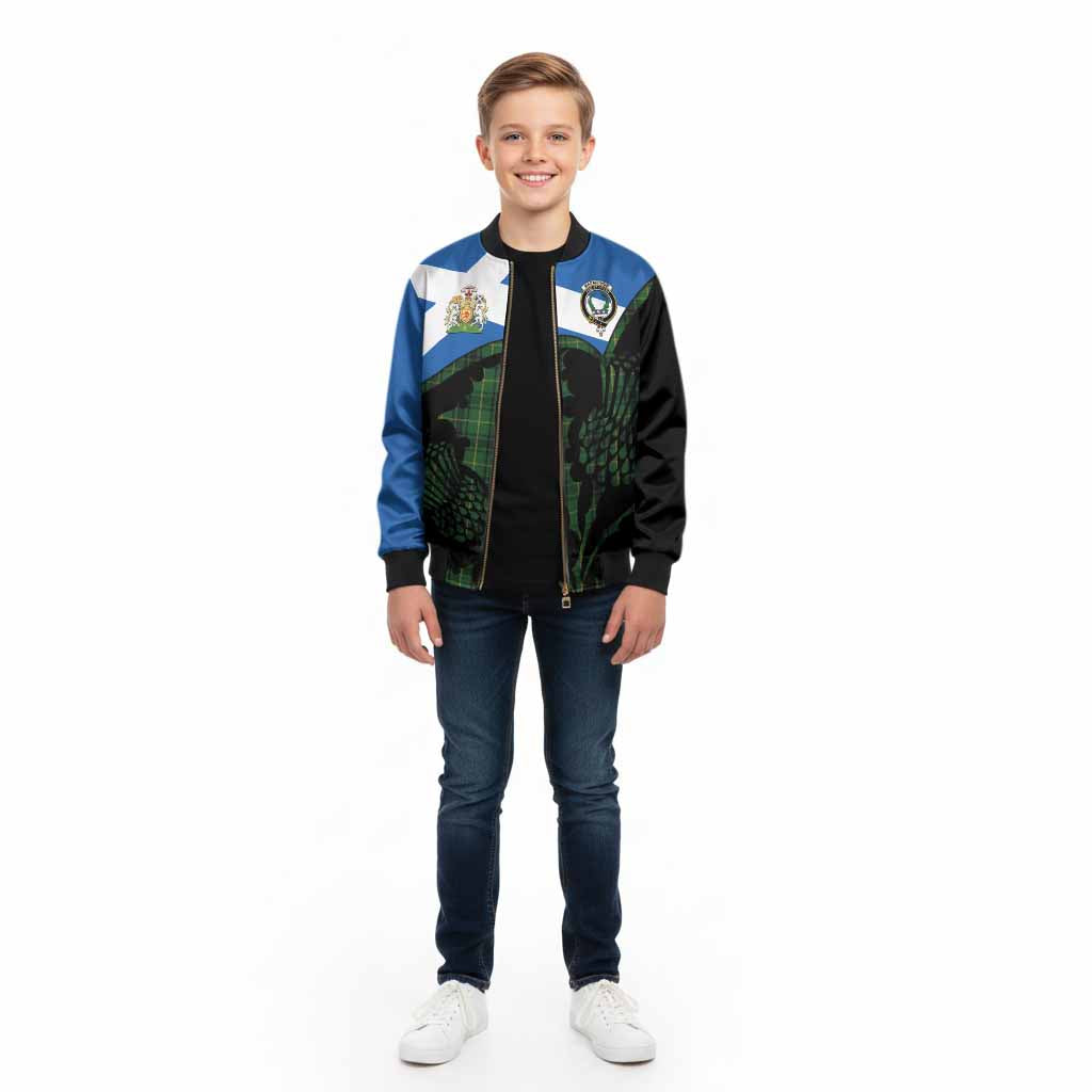 MacArthur (McArthur) Tartan Family Crest Kid Bomber Jacket Scotland Thistle Floral Flag Style
