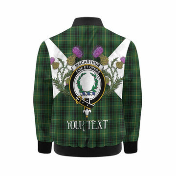 MacArthur (McArthur) Tartan Family Crest Kid Bomber Jacket Scottish Burns Night Thistle Floral