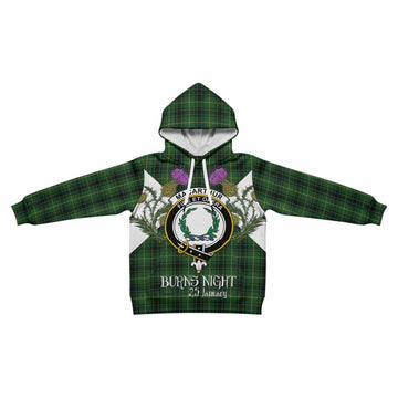 MacArthur (McArthur) Tartan Family Crest Kid Hoodie Scottish Burns Night Thistle Floral