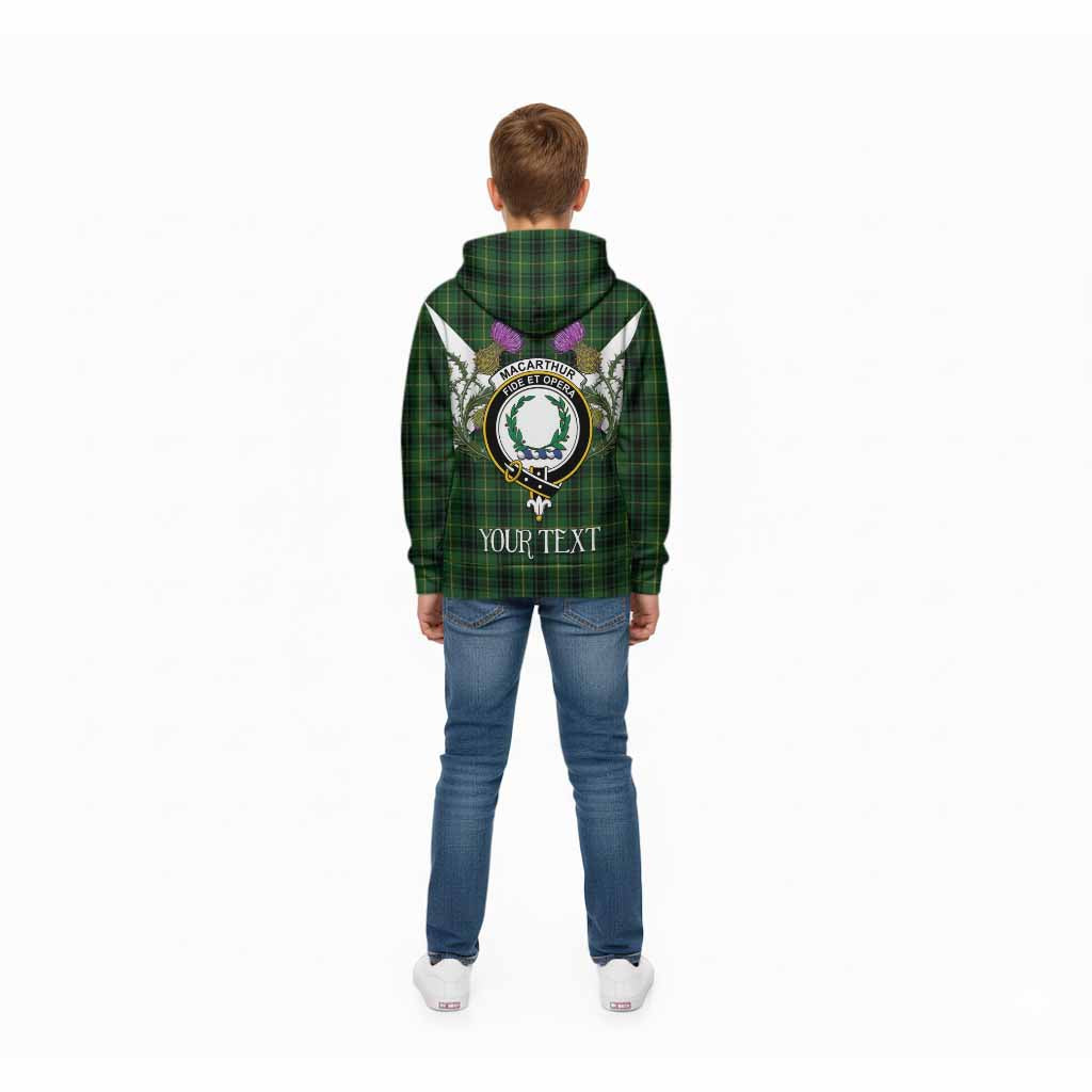 MacArthur (McArthur) Tartan Family Crest Kid Hoodie Scottish Burns Night Thistle Floral