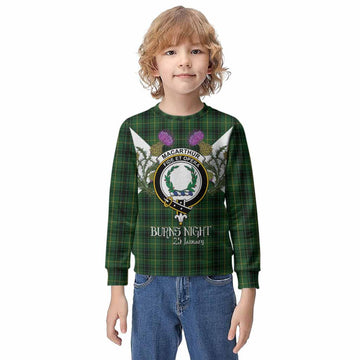 MacArthur (McArthur) Tartan Family Crest Kid Knitted Sweatshirt Scottish Burns Night Thistle Floral