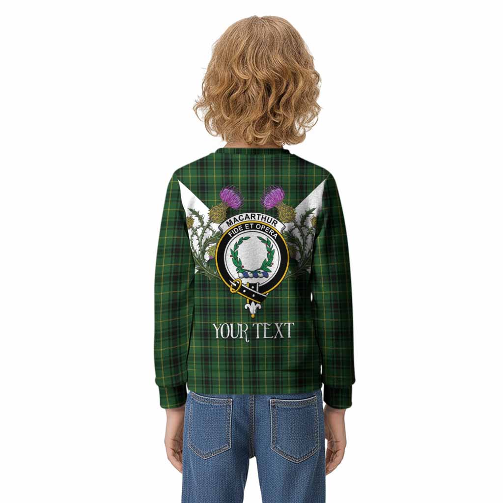 MacArthur (McArthur) Tartan Family Crest Kid Knitted Sweatshirt Scottish Burns Night Thistle Floral