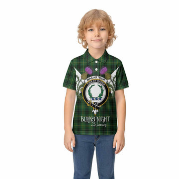 MacArthur (McArthur) Tartan Family Crest Kid Polo Shirt Scottish Burns Night Thistle Floral