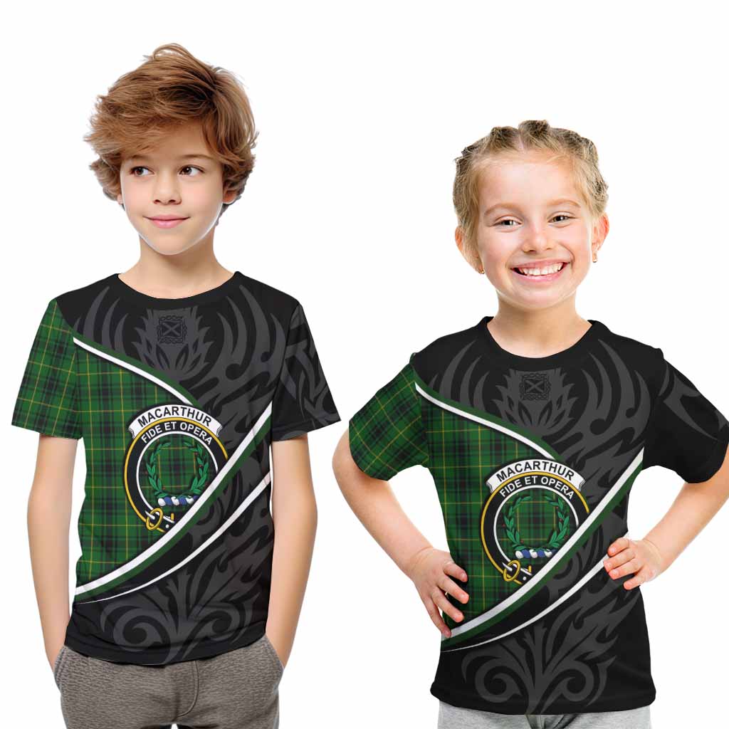 MacArthur (McArthur) Tartan Family Crest Kid T-shirt Celtic Scottish Thistle Floral - Tartan Vibes Clothing