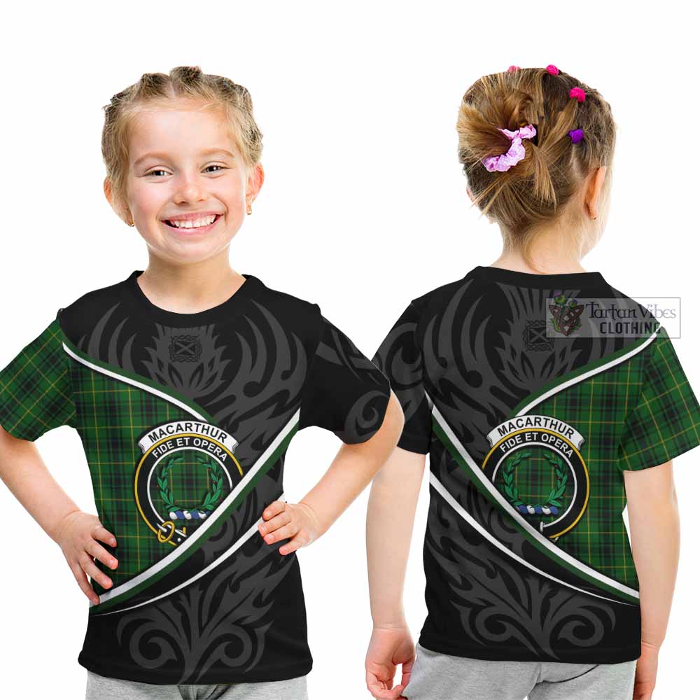 MacArthur (McArthur) Tartan Family Crest Kid T-shirt Celtic Scottish Thistle Floral - Tartan Vibes Clothing