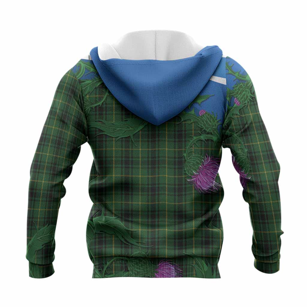 MacArthur (McArthur) Tartan Family Crest Knitted Hoodie Thistle in Minimalism
