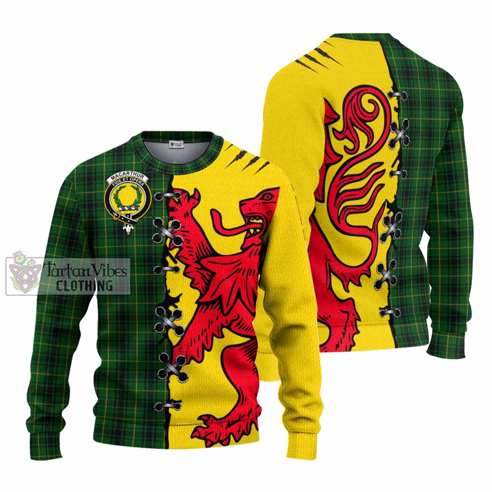 MacArthur (McArthur) Tartan Family Crest Knitted Sweater Lion Rampant Honor - Tartan Vibes Clothing