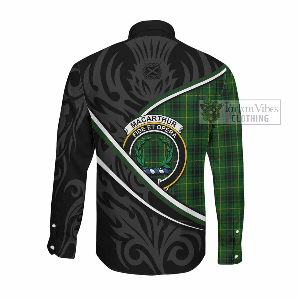 MacArthur (McArthur) Tartan Family Crest Long Sleeve Button Shirts Celtic Scottish Thistle Floral - Tartan Vibes Clothing