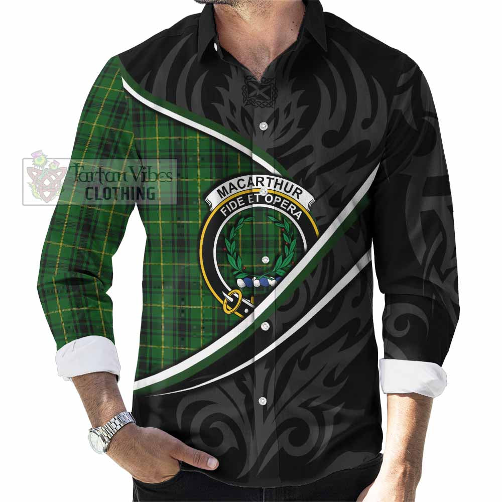 MacArthur (McArthur) Tartan Family Crest Long Sleeve Button Shirts Celtic Scottish Thistle Floral - Tartan Vibes Clothing