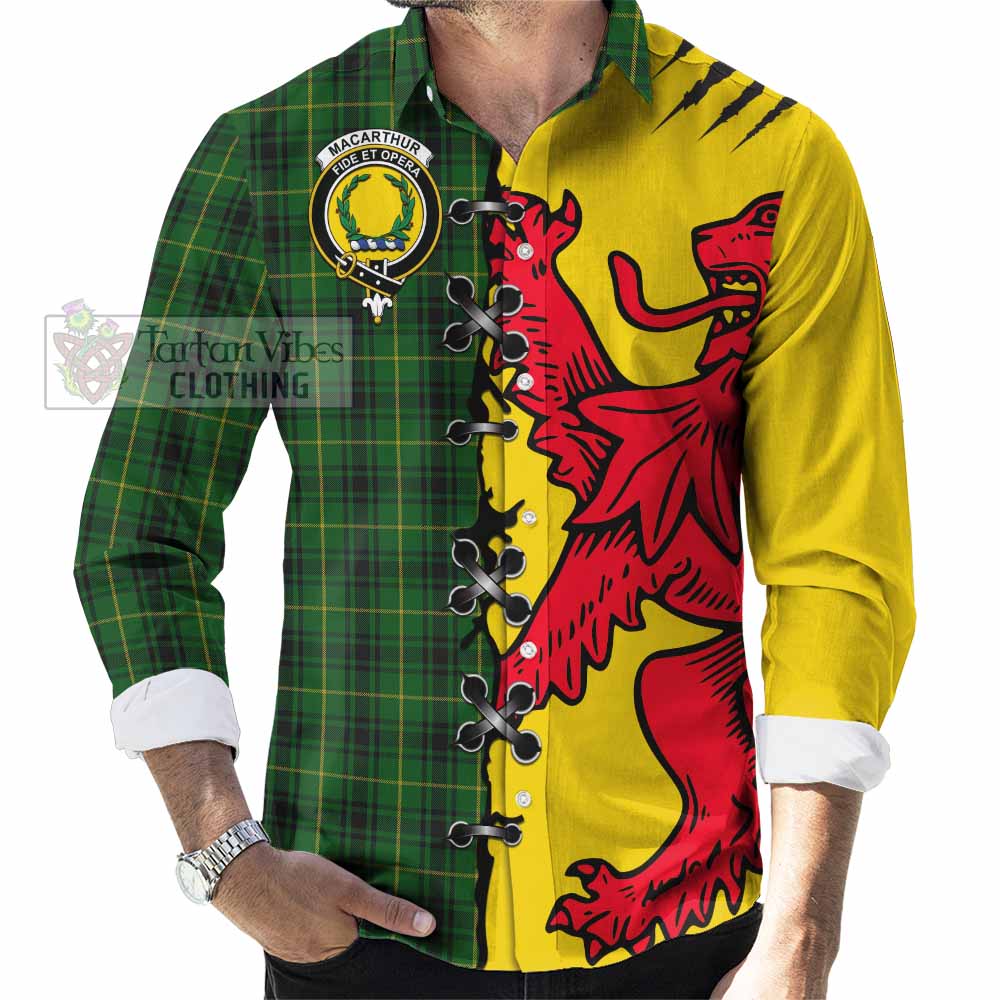 MacArthur (McArthur) Tartan Family Crest Long Sleeve Button Shirts Lion Rampant Honor - Tartan Vibes Clothing