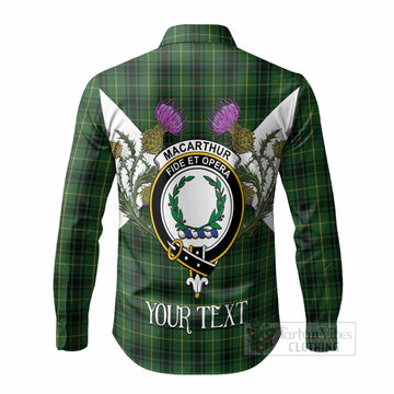 MacArthur (McArthur) Tartan Family Crest Long Sleeve Button Shirts Scottish Burns Night Thistle Floral