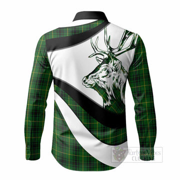 MacArthur (McArthur) Tartan Family Crest Long Sleeve Button Shirts Scottish Red Deer Curves Style