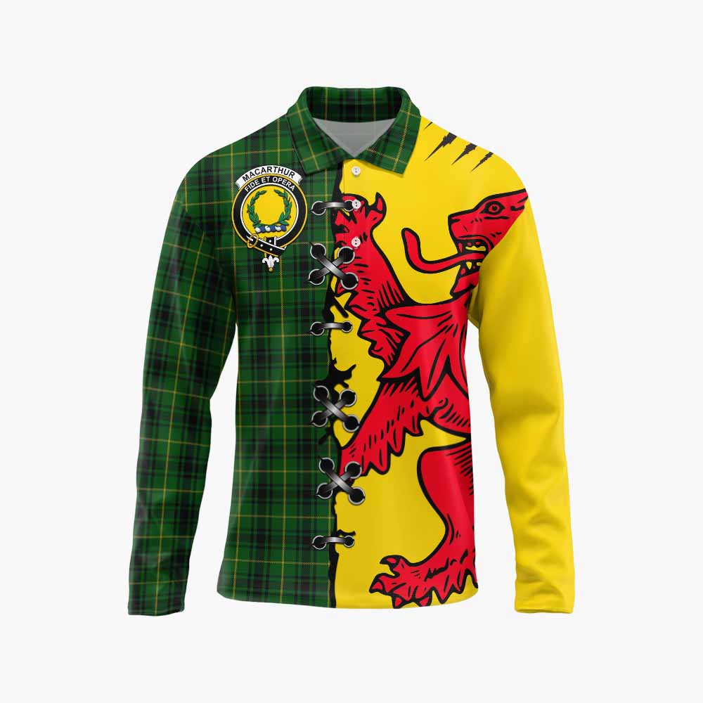 MacArthur (McArthur) Tartan Family Crest Long Sleeve Polo Shirt Lion Rampant Honor - Tartan Vibes Clothing