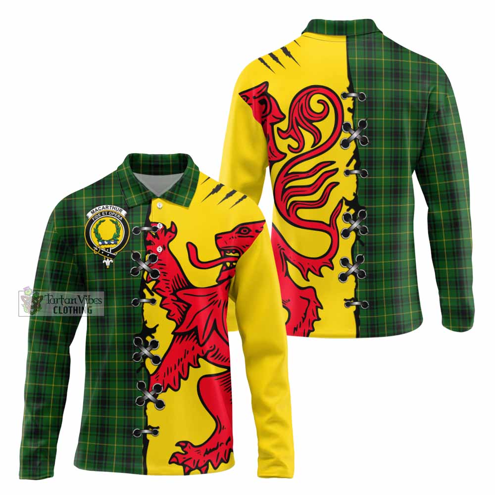 MacArthur (McArthur) Tartan Family Crest Long Sleeve Polo Shirt Lion Rampant Honor - Tartan Vibes Clothing