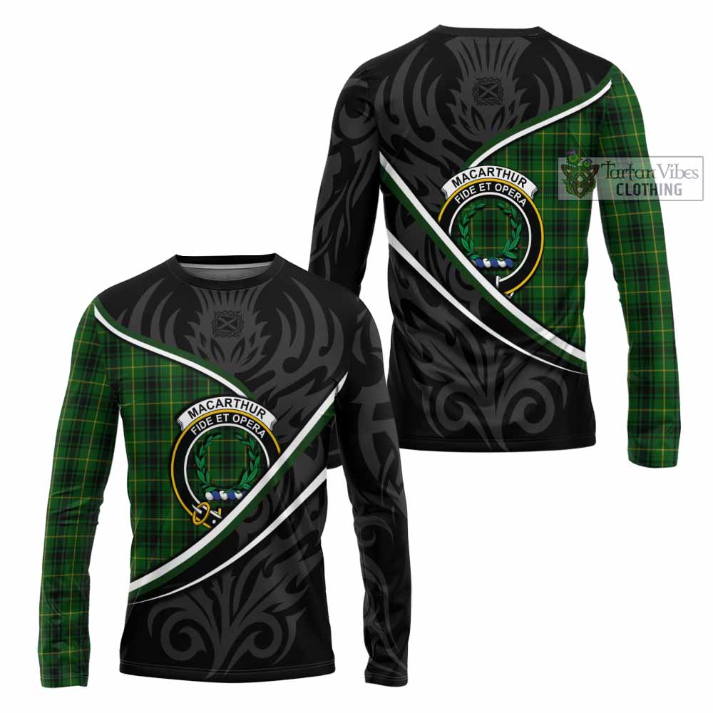MacArthur (McArthur) Tartan Family Crest Long Sleeve T-Shirt Celtic Scottish Thistle Floral - Tartan Vibes Clothing
