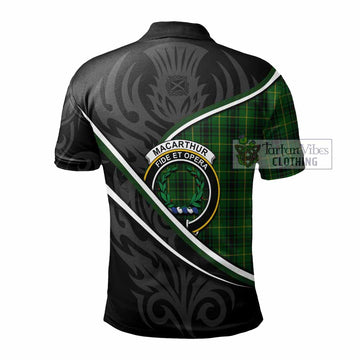 MacArthur (McArthur) Tartan Family Crest Polo Shirt Celtic Scottish Thistle Floral