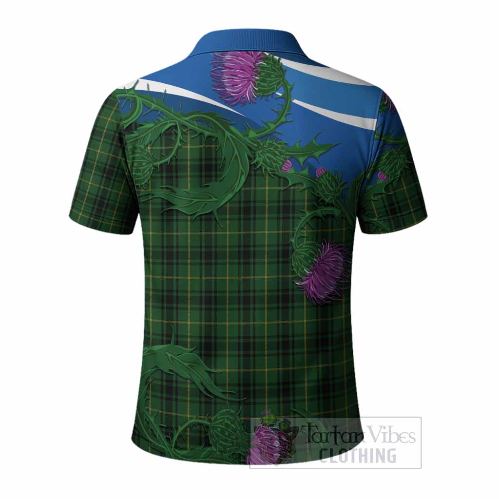 MacArthur (McArthur) Tartan Family Crest Polo Shirt Thistle in Minimalism