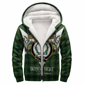 MacArthur (McArthur) Tartan Family Crest Sherpa Hoodie Scottish Burns Night Thistle Floral