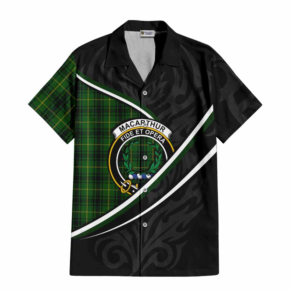 MacArthur (McArthur) Tartan Family Crest Short Sleeve Button Shirt Celtic Scottish Thistle Floral - Tartan Vibes Clothing