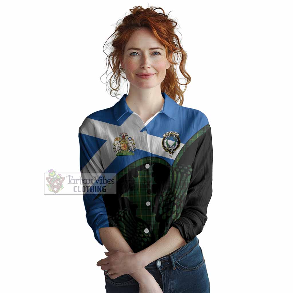 MacArthur (McArthur) Tartan Family Crest Women Casual Shirt Scotland Thistle Floral Flag Style