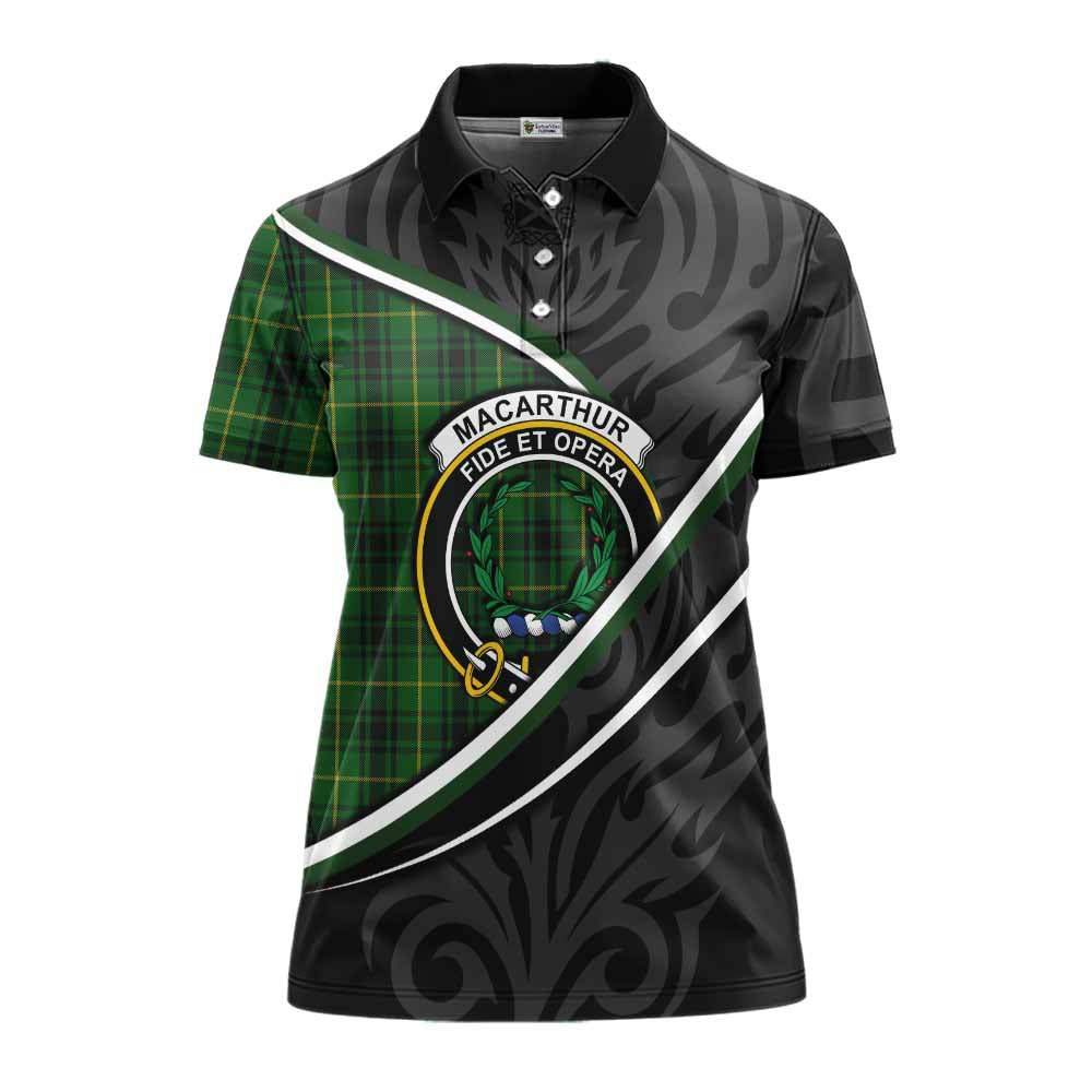 MacArthur (McArthur) Tartan Family Crest Women's Polo Shirt Celtic Scottish Thistle Floral - Tartan Vibes Clothing