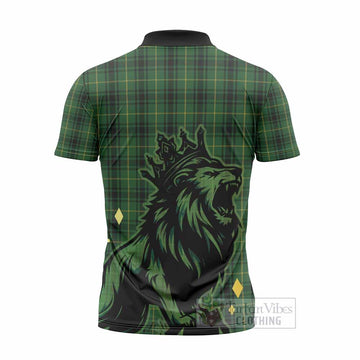 MacArthur (McArthur) Tartan Family Crest Zipper Polo Shirt Crowned Lion Roaring