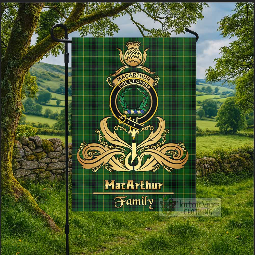 MacArthur (McArthur) Tartan Garden Flag with Highland Thistle Cherish Family Crest Style - Tartan Vibes Clothing