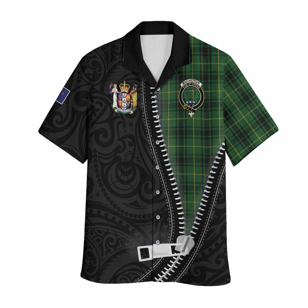 MacArthur (McArthur) Tartan Hawaiian Shirt New Zealand Pattern Unique Zipper Stylized