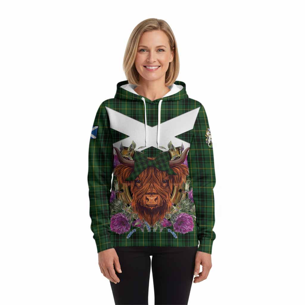 MacArthur (McArthur) Tartan Hoodie Scottish Thistle Heilan Coo
