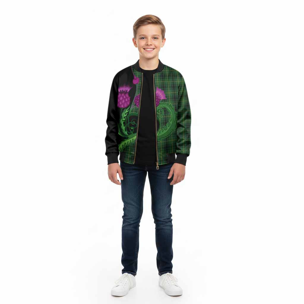 MacArthur (McArthur) Tartan Kid Bomber Jacket Traditional Scottish Thistle