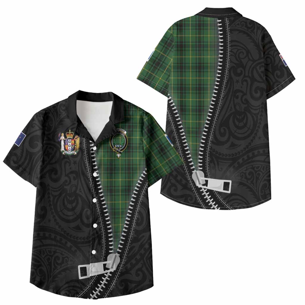 MacArthur (McArthur) Tartan Kid Hawaiian Shirt New Zealand Pattern Unique Zipper Stylized