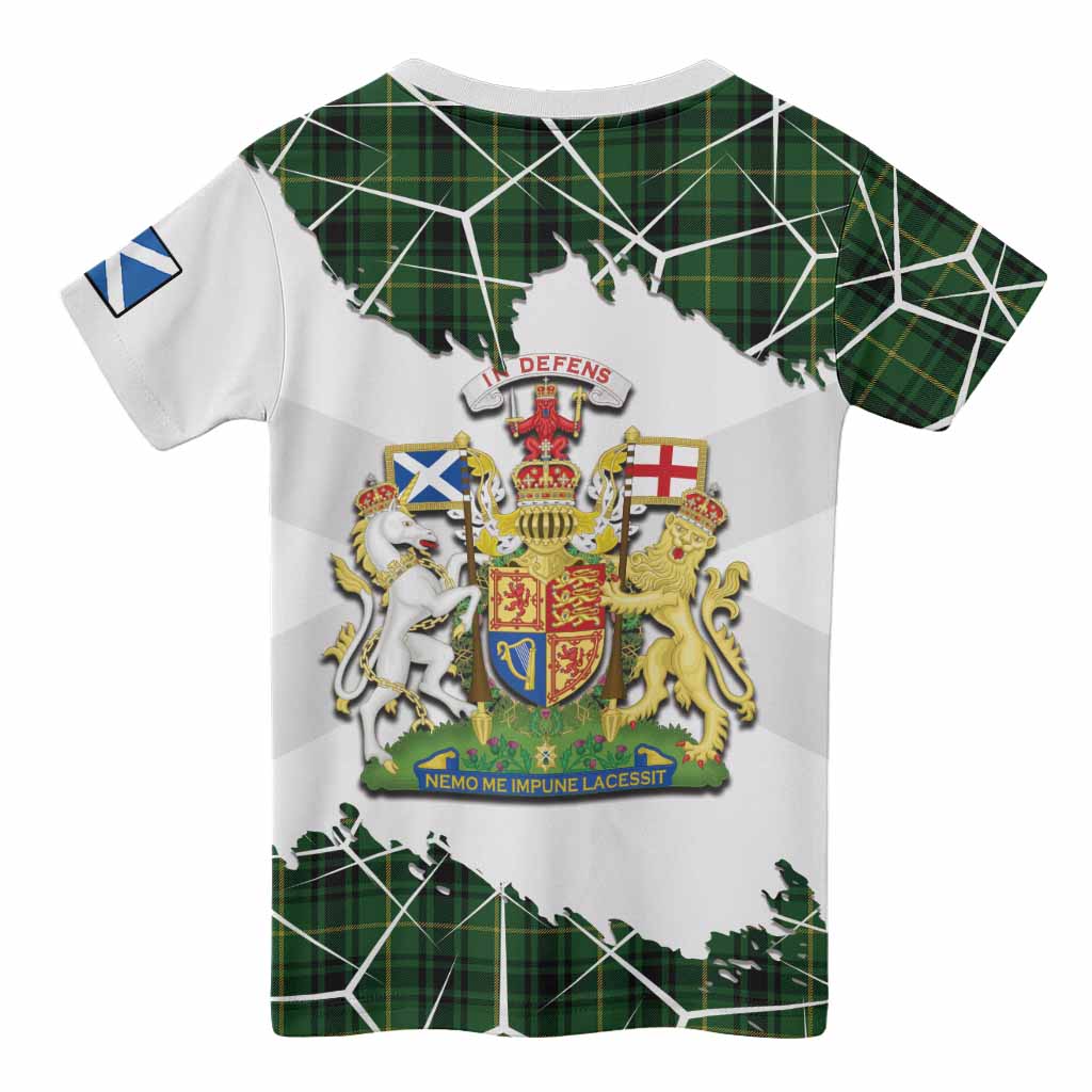 MacArthur (McArthur) Tartan Kid T-shirt with Family Crest and Lion Rampant Grunge Style