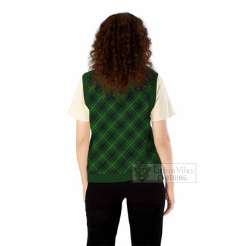 MacArthur (McArthur) Tartan Knitted V-Neck Vest with Family Crest Cross Style