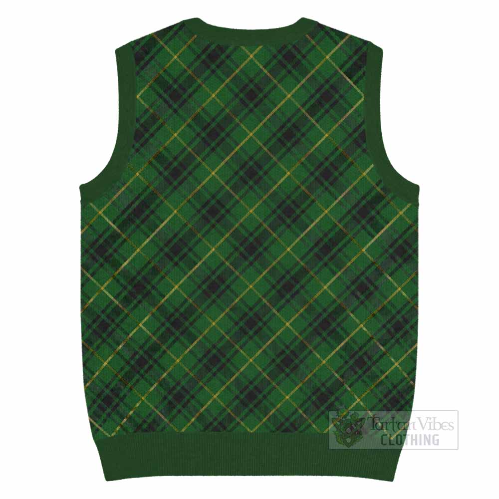 MacArthur (McArthur) Tartan Knitted V-Neck Vest with Family Crest Cross Style