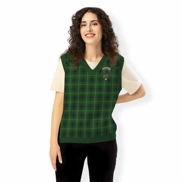MacArthur (McArthur) Tartan Knitted V-Neck Vest with Family Crest