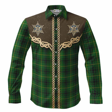MacArthur (McArthur) Tartan Long Sleeve Button Shirts Bigfoot Riding The Kelpie Monster
