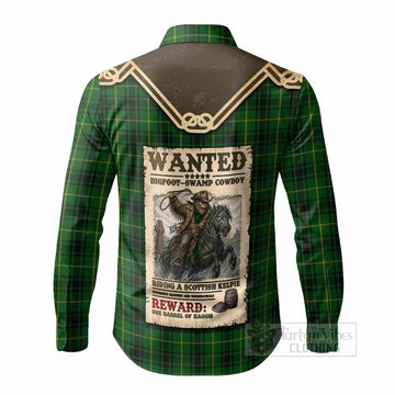 MacArthur (McArthur) Tartan Long Sleeve Button Shirts Bigfoot Riding The Kelpie Monster