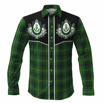 MacArthur (McArthur) Tartan Long Sleeve Button Shirts Horseshoe Ornament Men's Shirt S - Tartan Vibes Clothing