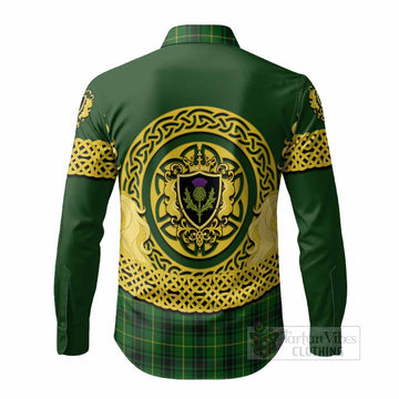 MacArthur (McArthur) Tartan Long Sleeve Button Shirts Unicorn Celtic Knot And Thistle Emblem