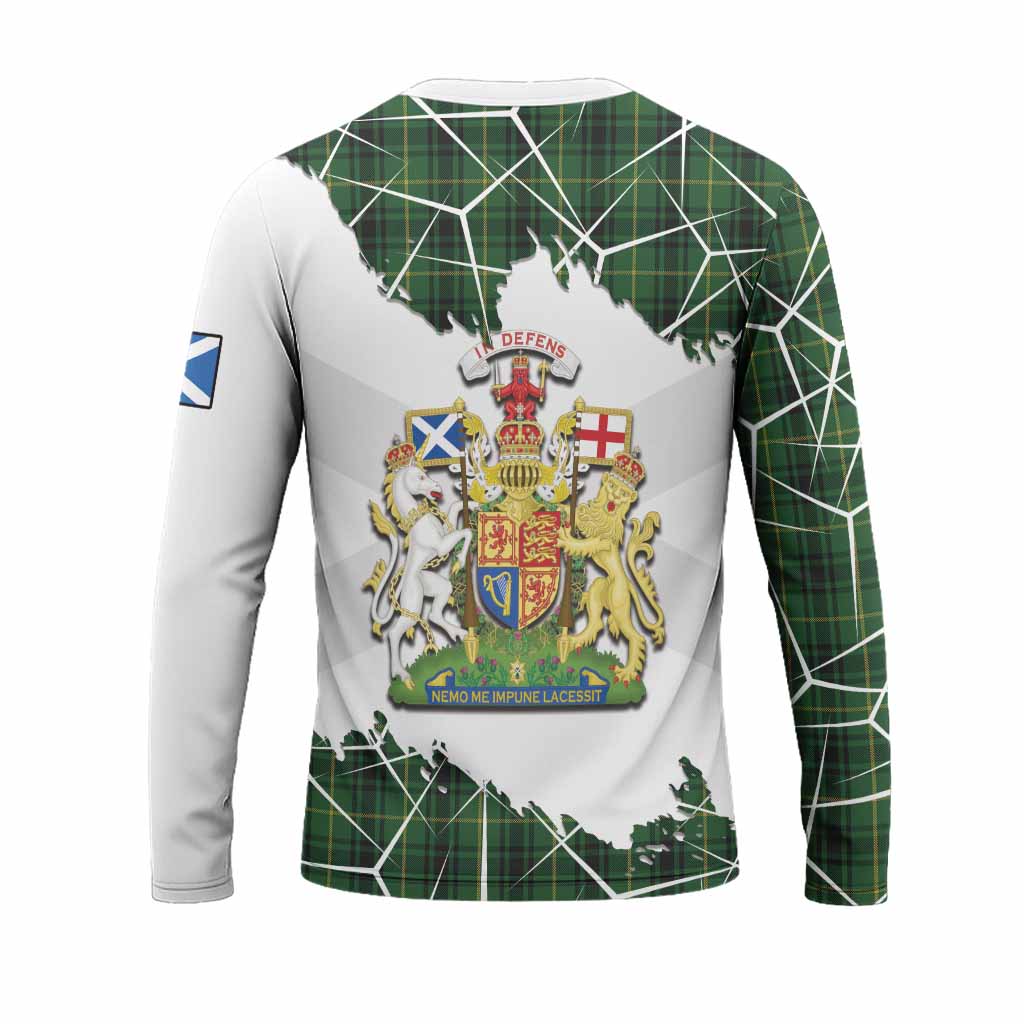 MacArthur (McArthur) Tartan Long Sleeve T-Shirt with Family Crest and Lion Rampant Grunge Style