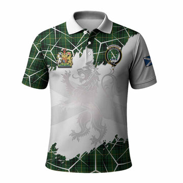 MacArthur (McArthur) Tartan Polo Shirt with Family Crest and Lion Rampant Grunge Style