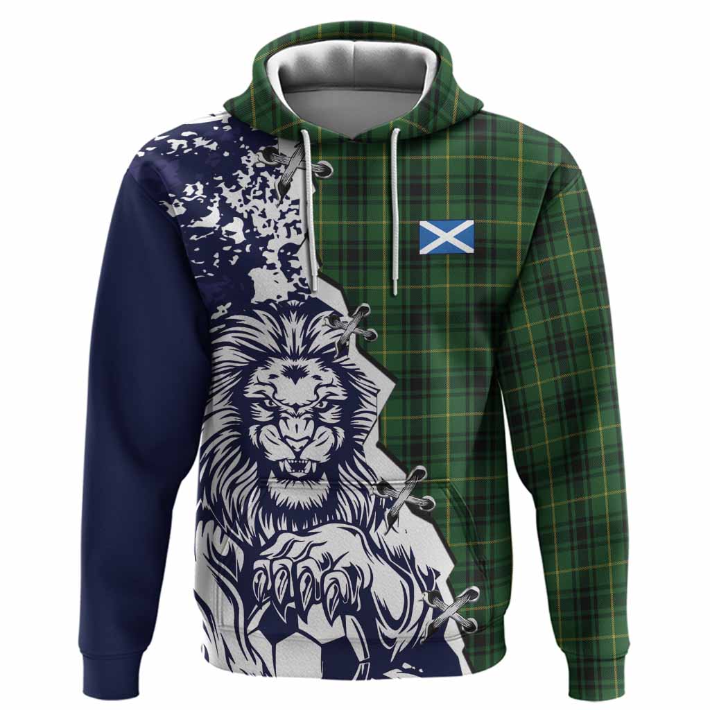 MacArthur (McArthur) Tartan Scottish Hoodie Angry Lion With Soccer Ball Style