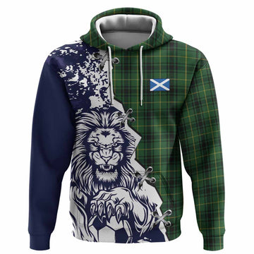MacArthur (McArthur) Tartan Scottish Hoodie Angry Lion With Soccer Ball Style